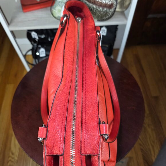 Coach Park Carrie Tote Cranberry Red Orange Pebbled Leather F23284 ๐ - Picture 7 of 16